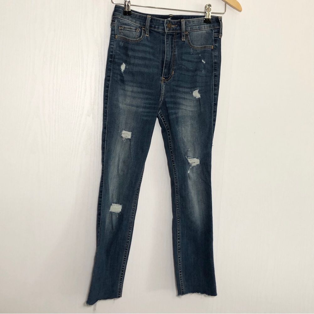 Hollister Jeans Womens 25 1S Blue Ultra High Rise Super Skinny Distressed